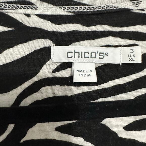 Chicos India zebra animal print Vneck top XL size 3 - Picture 2 of 8